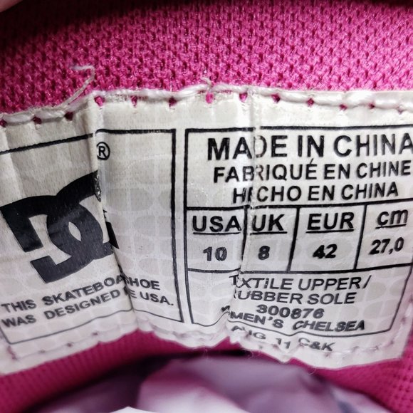 DC Shoes Chelsea Women's Skate Shoes Black / Pink Plaid Size 10 - Picture 7 of 8
